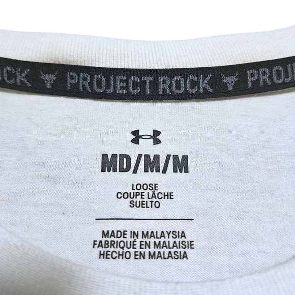 Under Armour Project Rock Gradient Tee Mens Medium White Gray Loose Fit Casual - Picture 6 of 11